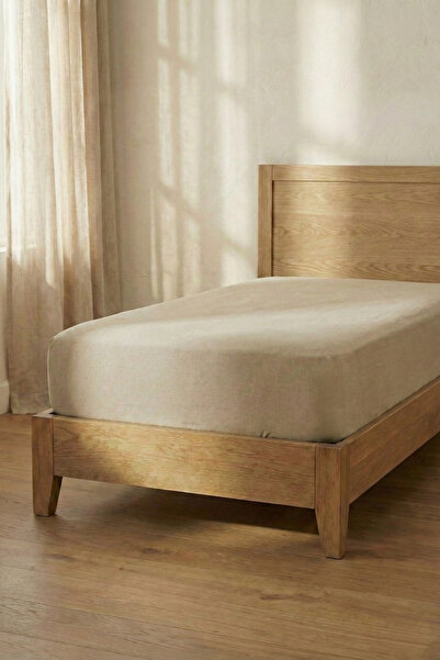 MOYA HOME Μονό σεντόνι βαμβακερό ελαστικό μπεζ 100x200