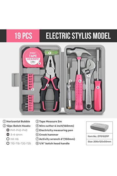 Choice 19PCS Hi-Spec 18/19/20PCs Pink DIY Tool Kit with Electric Pen & CR-V S...