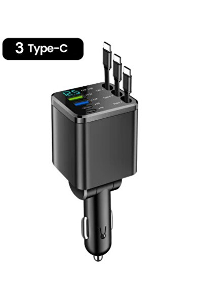 Choice شاحن سيارة 5 في 1 من النوع C بثلاثة منافذ، يدعم الشحن السريع بتقنية PD...