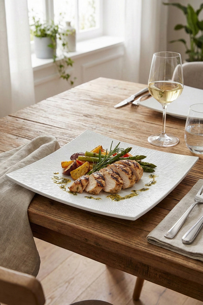 Külsan 10731.CW - Saku Krem Beyaz Servis Tabağı 31x31 cm, Thermoset Melamin