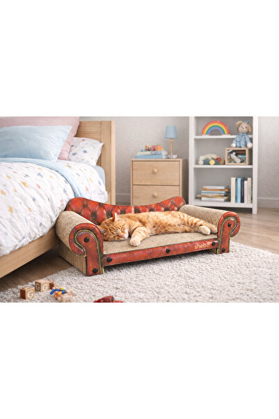 Rotipet Shebo Divan Premium Karton Kedi Tırmalama Koltuğu Kırmızı 79x25x25 cm