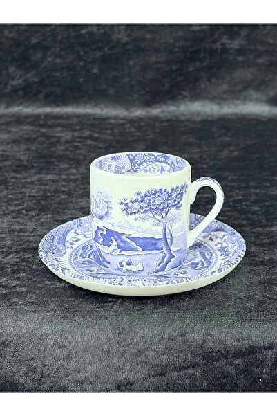SPODE Blue Italian Porselen Kahve Fincanı & Tabak Seti