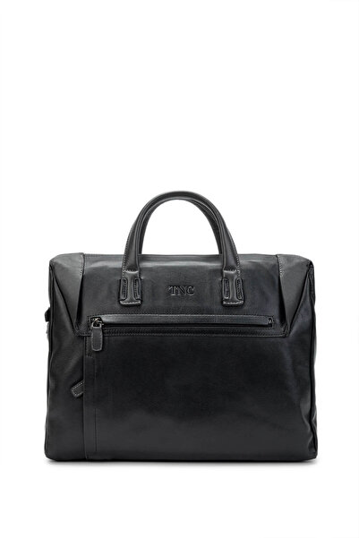 Tamer Tanca Genuine Leather Black/Grey Men's Handbag