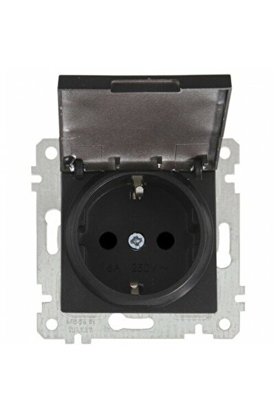 Mutlusan RİTA SİYAH KAPAKLI TOP.LI PRİZ (MKZ)