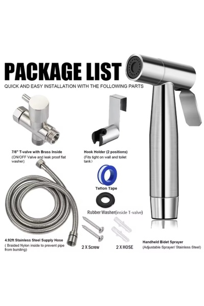 Choice طقم بخاخ بيديه يدوي فضي اللون، صنبور بيديه يدوي من الفولاذ المقاوم للص...