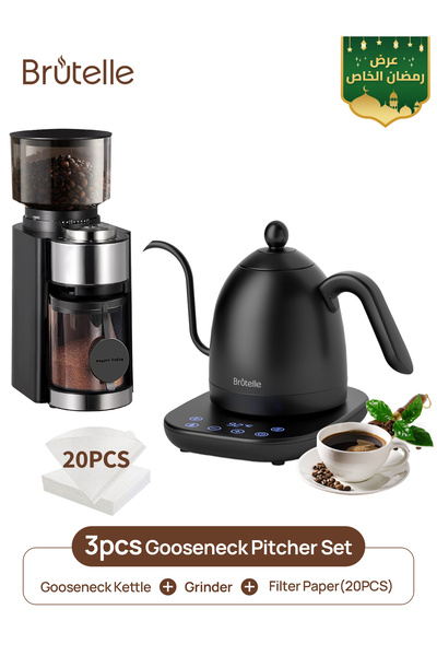 Brutelle Pour Over Coffee Maker Set Electric Gooseneck Kettle V02 Filters Bur...