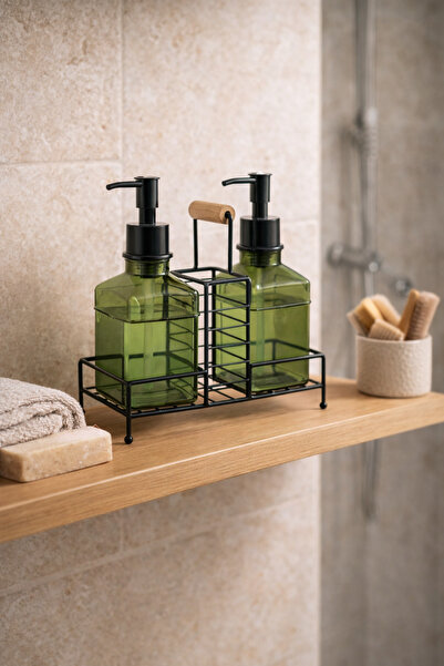 tutku home Metal Stand 2'li Cam Sabunluk 500ml