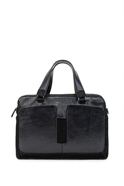 Tamer Tanca Genuine Leather Men's Black Briefcase
