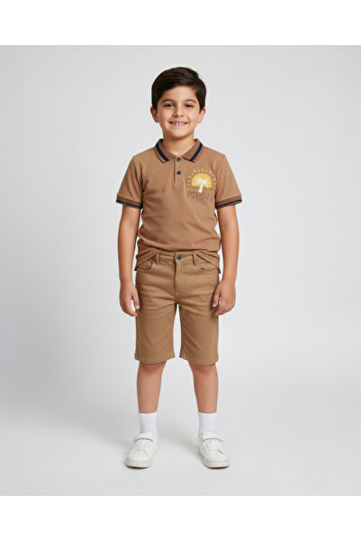 Egelite VARA BĂIAȚI CU GULER POLO IMPRIMAT ÎN PALME SPAȚI ȘORT POLO DE IN IMP...