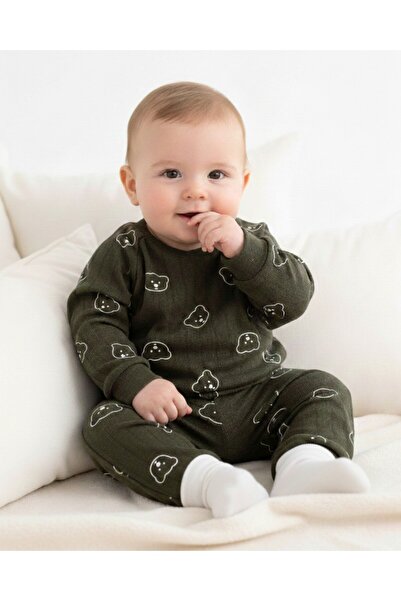 VOY KİDS Teddy Bear Printed Very Thin Knitwear Seasonal 3-6-9-12-18 Month Bab...