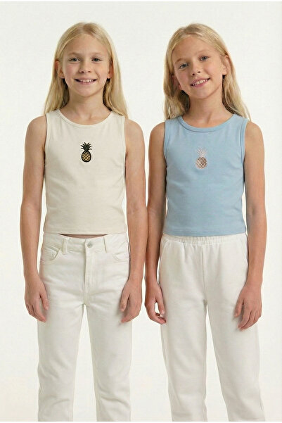 Kyron Set crop din 2 piese din țesătură de bumbac pentru fete - cu culori și ...