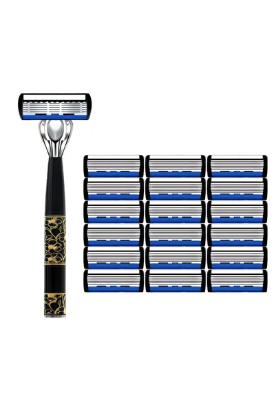 Choice ماكينة حلاقة كلاسيكية بست طبقات للرجال، مزودة بحامل واحد و18 شفرة، لإز...