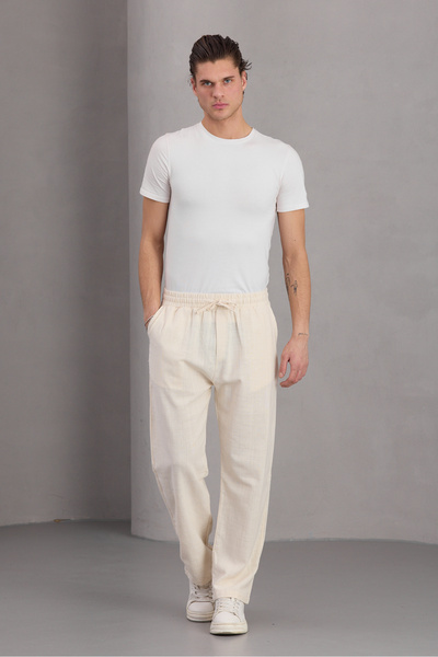 No Way Ανδρικό παντελόνι από λινό με φαρδύ κούρεμα