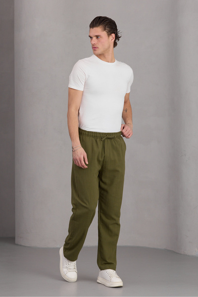 No Way Ανδρικό παντελόνι από λινό με φαρδύ κούρεμα