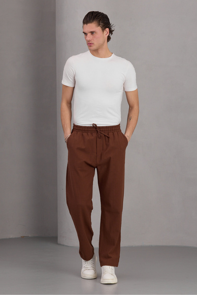 No Way Ανδρικό παντελόνι από λινό με φαρδύ κούρεμα