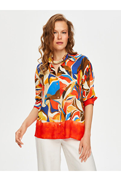 Faik Sönmez Oversize πουκάμισο γιακά 3/4 μανίκι Γυναικείο πουκάμισο - Casual ...