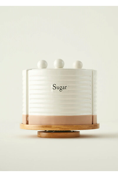 Bella Maison استمتع بمجموعة برطمانات سيراميك بيضاء مع حامل دوار (22×21.3 سم)