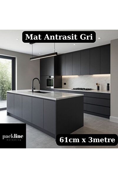 Packline Marketing Mat Antrasit Gri Yapışkanlı Folyo Mutfak Dolap ve Mobilya ...