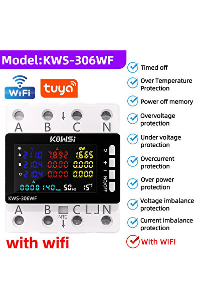 Choice عداد الطاقة الكهربائية KWS-306WF مزود بتقنية واي فاي/بدون واي فاي، يعم...