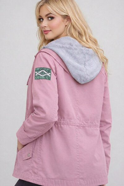 rengastyle Jachetă de damă din gabardină cu cu glugă bumbac moale set cu vest...