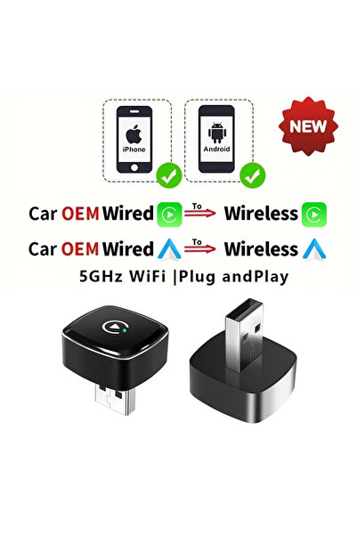 Choice صندوق صغير لاسلكي 2 في 1، محول كاربلاي 2 في 1 لأجهزة أندرويد وآيفون، م...