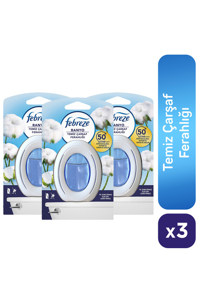 Febreze Hava Ferahlatıcı Banyo Oda Kokusu Temiz Çarşaf Ferahlığı x 3 Adet