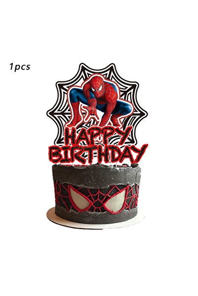 Miniso 1pcs Spider-Man Cake Topper、Cupcake Toppers for Kids Happy Birthday Ca...