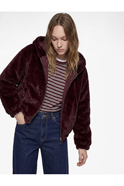 Koton Довгорукава куртка з капюшоном на блискавці зі штучного хутра