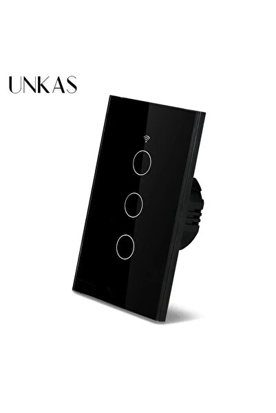 Choice مفتاح إضاءة ذكي ثلاثي الأزرار من تويا، أسود اللون، مزود بمستشعر لمس يع...