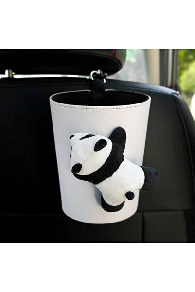 Choice سلة مهملات بيضاء عليها دمية باندا كرتونية لطيفة، مناسبة للسيارة، توضع ...