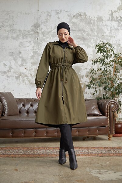 Esre Store Καμπαρντίνα Τεσεττούρ με κορδόνι στη μέση, Χακί