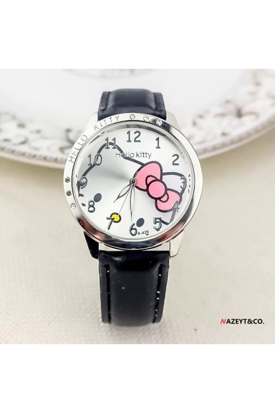 Choice ساعة يد سوداء للأطفال من سانريو بتصميم هيلو كيتي، كوارتز، للنساء والأط...