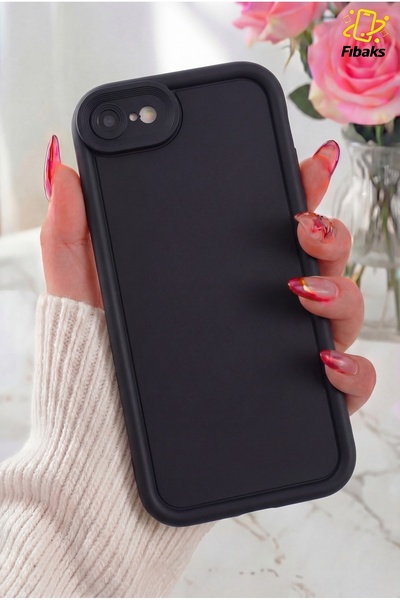 Fibaks iPhone 7/8/SE Kılıf Kamera Korumalı Yumuşak Dokulu Darbe Emici Siyah S...
