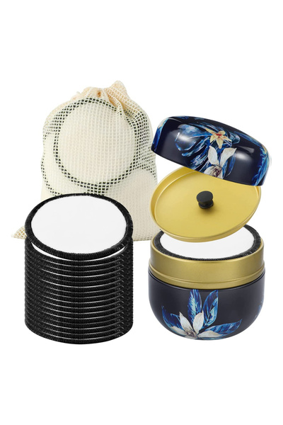 Choice مجموعة من 16 قطعة من مزيل مكياج الوجه المصنوع من بامبو الأسود، قابلة ل...