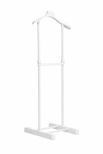 Lerato Tek Tepeli Dilsiz Uşak, Elbise Askısı Beyaz Yükseklik Ayarlanabilir 96...