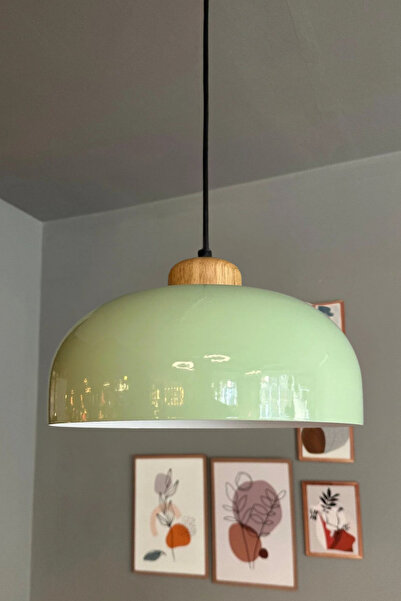 Bamyum Mint Rocha Metal Avize Geniş Ahşap Başlık Salon Masaüstü Mutfak Otel T...