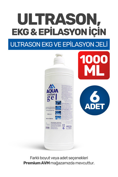 aquamed (6 ADET) Aqua Ultrason EKG ve Epilasyon Jeli 1000 ml – Cilt Dostu, Ko...