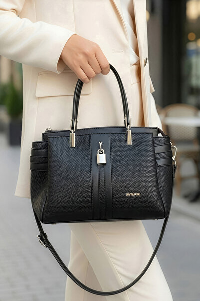 Just Polo حقيبة يد وكتف نسائية بحزام طويل وثلاثة أقسام مع تفاصيل قفل وإكسسوار...