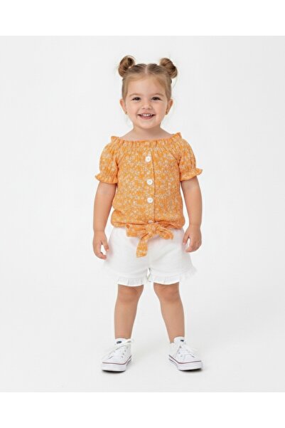 Ege Bebek Set pentru fetiță, de vară, cu snur, din țesătură interlock cu snur...