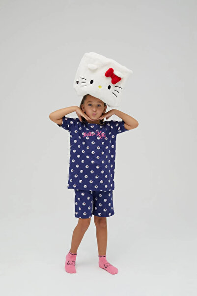 Hello Kitty Kız Çocuk Kısa Şortlu Pamuklu Pijama Takımı