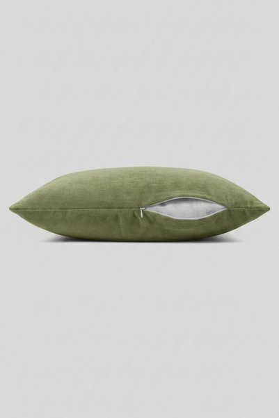Dokuar Velvet Textured Premium Green Plain Polyester Pillow Cover