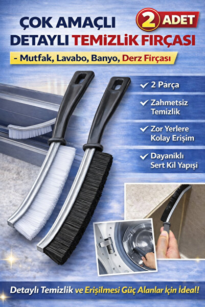 ( 2 Adet ) Çok Amaçlı Detaylı Temizlik Fırçası -  Mutfak, Lavabo, Banyo, Derz Fırçası