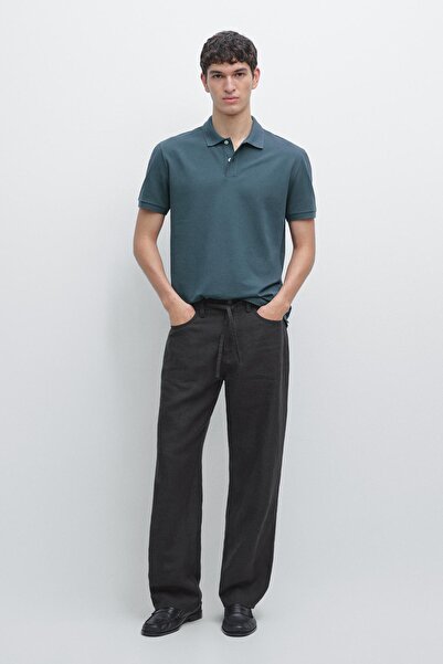 Massimo Dutti Mikro dokulu pamuklu polo yaka t-shirt