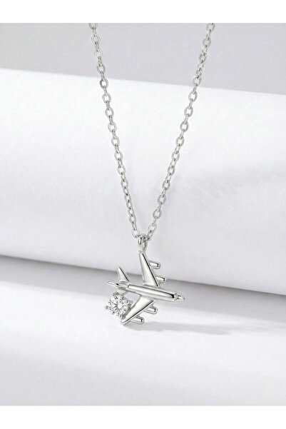 ARGENTAJEW 925 AYAR ZİRKON TAŞLI UÇAK KOLYE