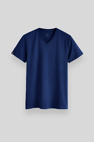 TOMMY LIFE Ανδρικό μπλουζάκι Indigo Basic με κοντό μανίκι Standard Fit V-Neck...