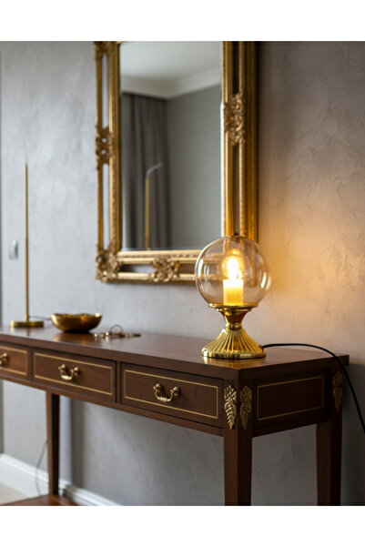 Genel Markalar Modern Dekoratif Lake Gold Metal Ayaklı Bal veya Beyaz Glob Ca...