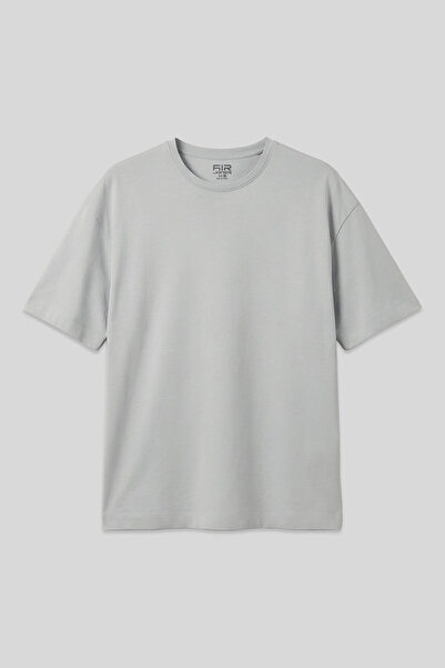 AIR JONES Taş %100 Pamuk Kalın Yumuşak Dokulu Oversize Fit Basic Erkek T-Shir...