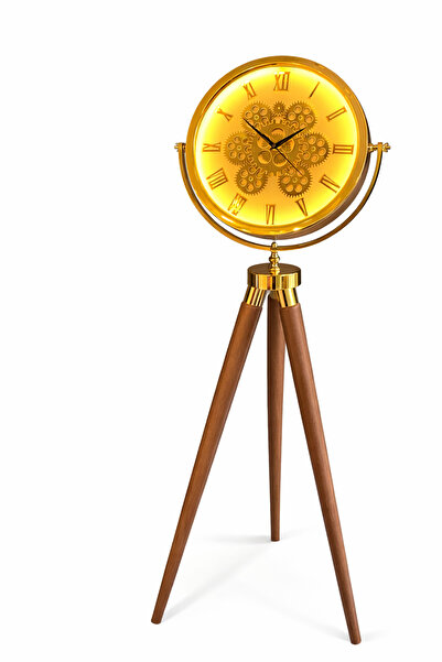 LİBAS LEDLİ TRİPOD AHŞAP AYAKLI ÇARKLI SAAT BEYAZ