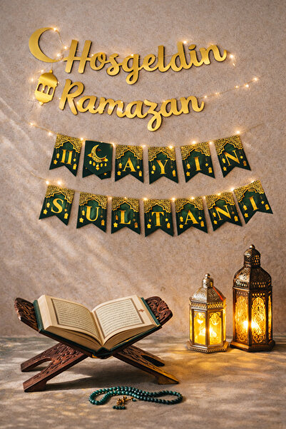 Parti dolabı Ramazan Süsleme Seti Işıklı Hoşgeldin Ramazan Yazı Dini Islami R...