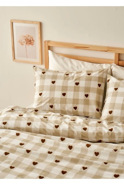Bella Maison 100% Cotton Amora King Duvet Cover Set Beige (200x220 cm)